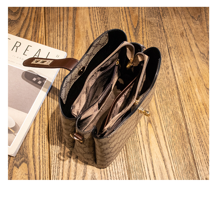 Женская Crossbody Сумочка Монограмма Pattern Холст с коричневой кожаной отделкой